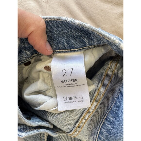 Mother Superior Womens 27 Blue Denim Distressed The Sinner Jeans Crop Frayed - Picture 11 of 12